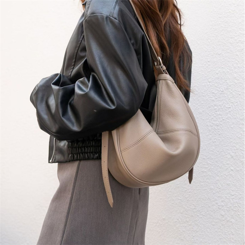 Leather Work Bag - Sac Hobo en cuir véritable BURMINSA
